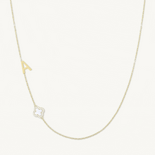 Sideways Single Initial Letter Clover MOP Necklace