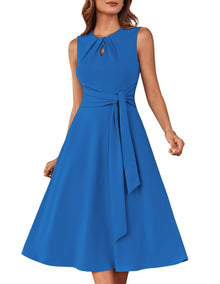 Mary Grace Women's Robe – Sleeveless Round Neck, Midi A-Line Cut & Belt with Pockets