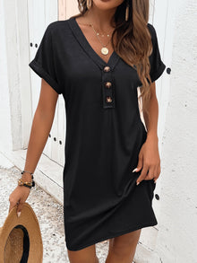 Solessa Women's Mid-Length Dress – Lightweight Summer Dress with Buttons & Elegant Flowing Cut