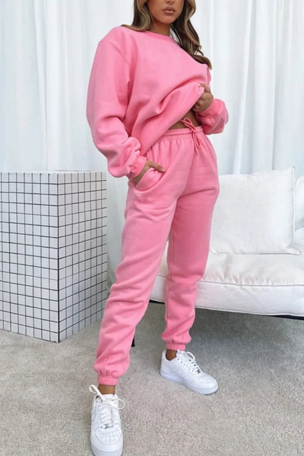 Ruby Ensemble Femme – Casual 2 Pieces with Loose Sweatshirt & Drawstring Jogging Pants