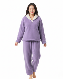 Emmalyn Women's Fleece Pajamas – Soft and Warm Set with Long Sleeve Top and Pants