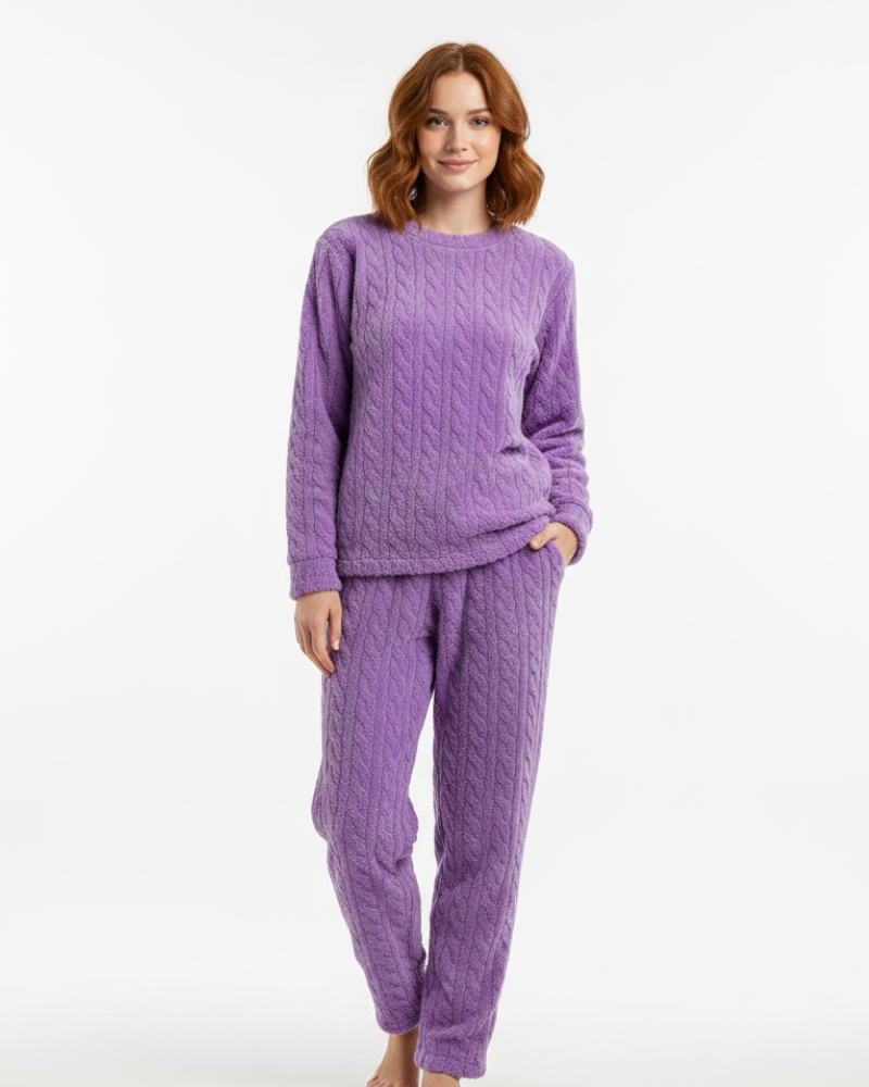Lunie Women's Loungewear Set – Warm & Comfortable Two-Piece Fleece Pajamas