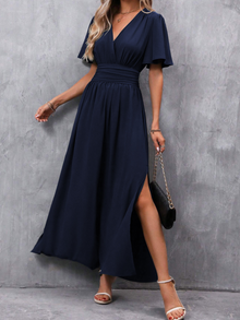 Eliza Long Dress Woman – Elegant Dress with Belt and Flowing Skirt for Luxury Occasions