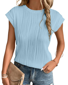 Zuri Women's T-Shirt – Textured Knit Top with Batwing Sleeves & Chic Loose Fit