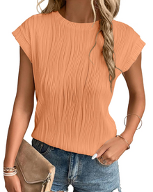 Zuri Women's T-Shirt – Textured Knit Top with Batwing Sleeves & Chic Loose Fit