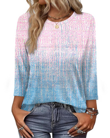 Indie Women's Tunic – V-Neck Top with 3/4 Sleeves, Loose Fit, Basic & Comfortable