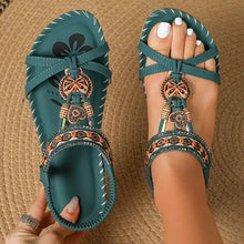 Lainey Women's Sandals – Elegant Boho Sandals with Flat Sole and Natural Ethnic Look