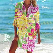 Valencia-Classique Dress Shirt Woman – Elegant A-line Dress in Summer Colors