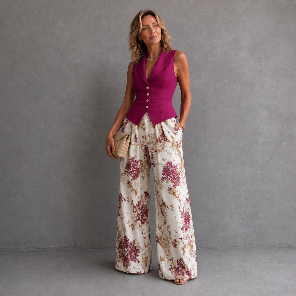 Ariana™ Sleeveless Vest And Floral Pants Set