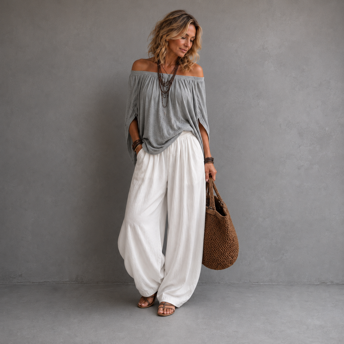 Mariana™ Off-Shoulder Top & Loose Pants Set