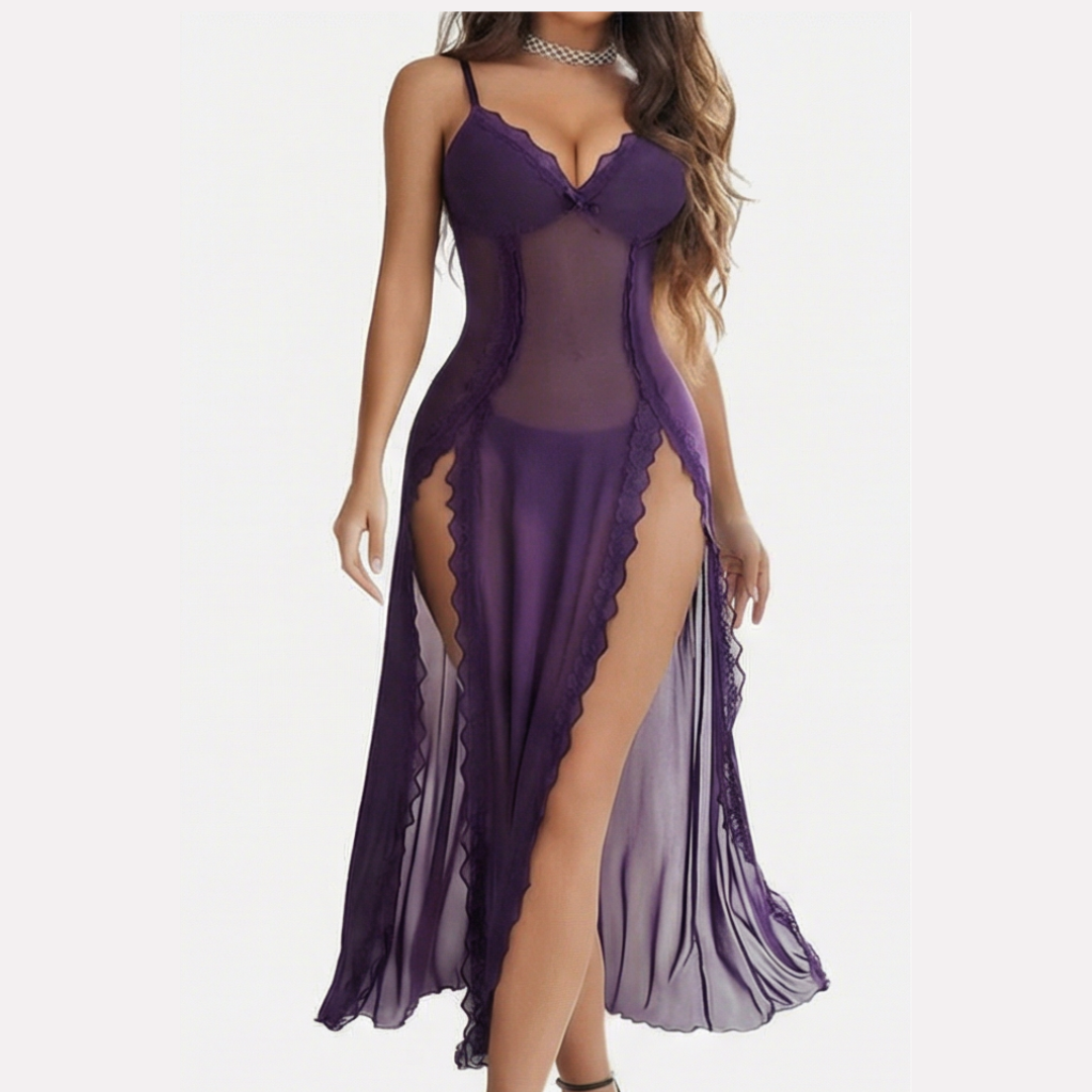 Veloure – Floor-Length Lace Mesh Nightdress