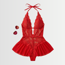 Velara – Women's Floral Lace Teddy with Ruffle Hem