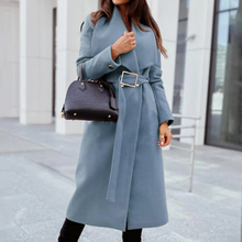 Carmen Long Wool Blend Coat for Women – Elegant Oversize Collar & Soft Textured Fabric