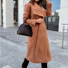 Carmen Long Wool Blend Coat for Women – Elegant Oversize Collar & Soft Textured Fabric