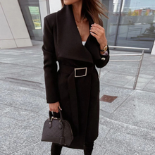 Carmen Long Wool Blend Coat for Women – Elegant Oversize Collar & Soft Textured Fabric