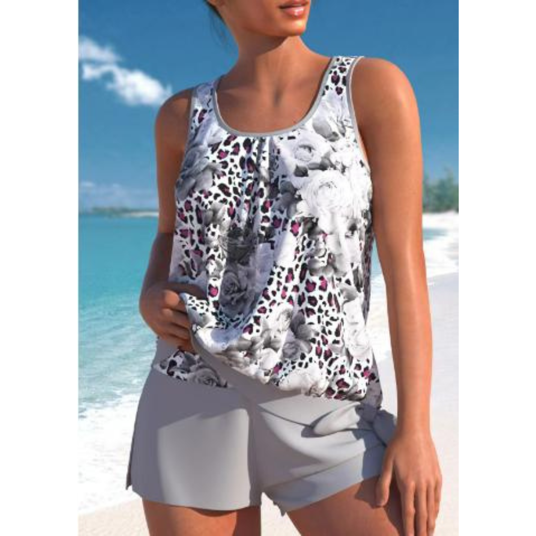 Tankini Woman Adalina – Swimsuit with Floral Print with Shorts & Comfortable Sleeveless Cut