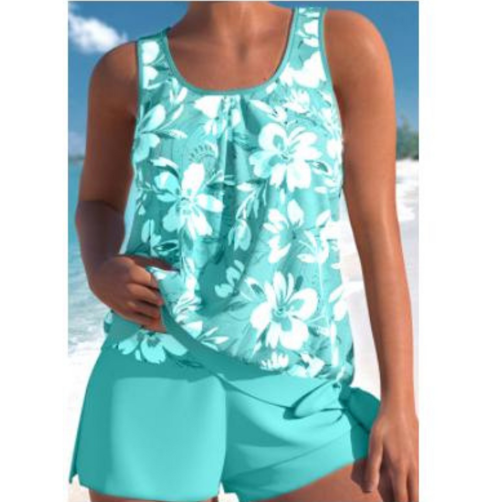 Tankini Woman Adalina – Swimsuit with Floral Print with Shorts & Comfortable Sleeveless Cut