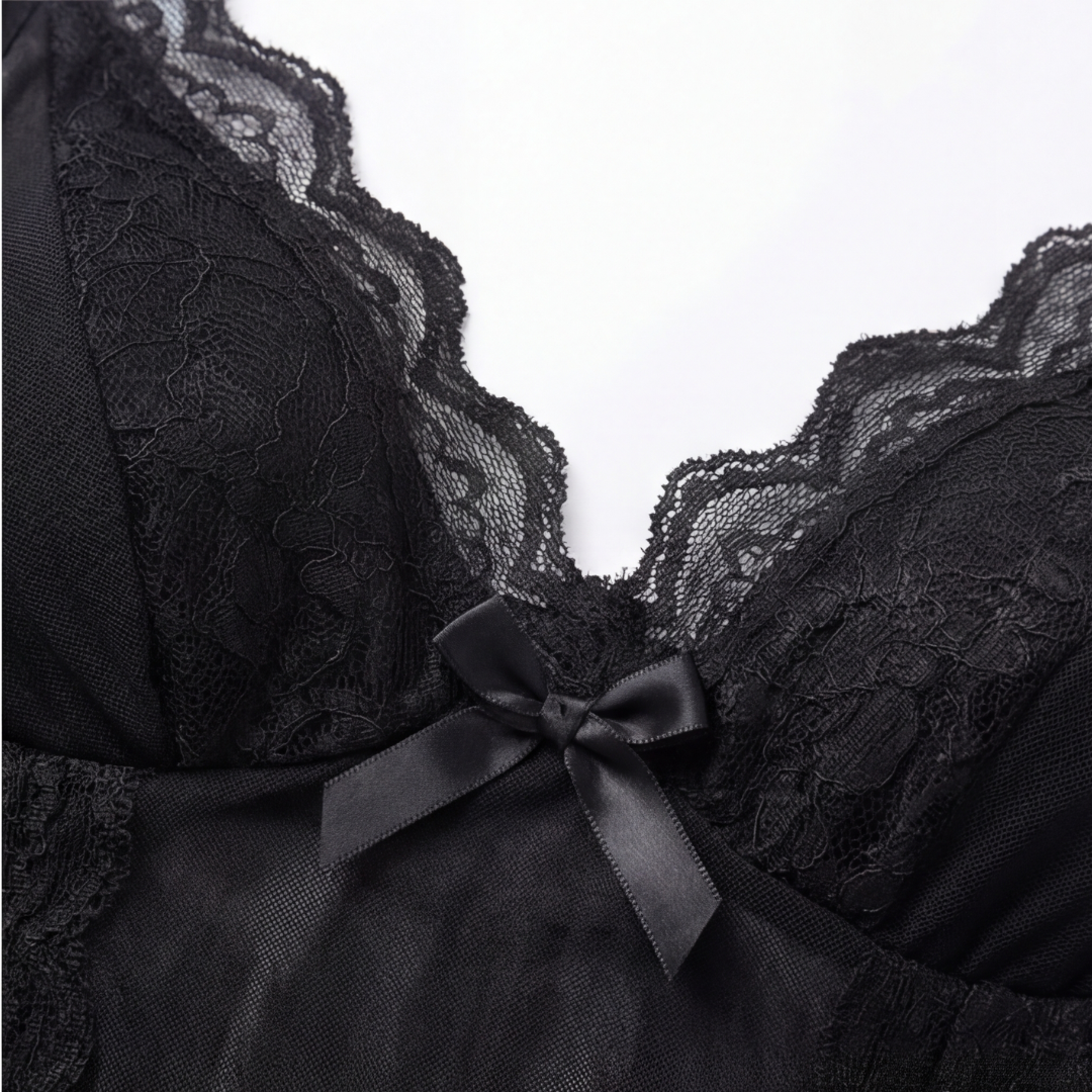Veloure – Floor-Length Lace Mesh Nightdress