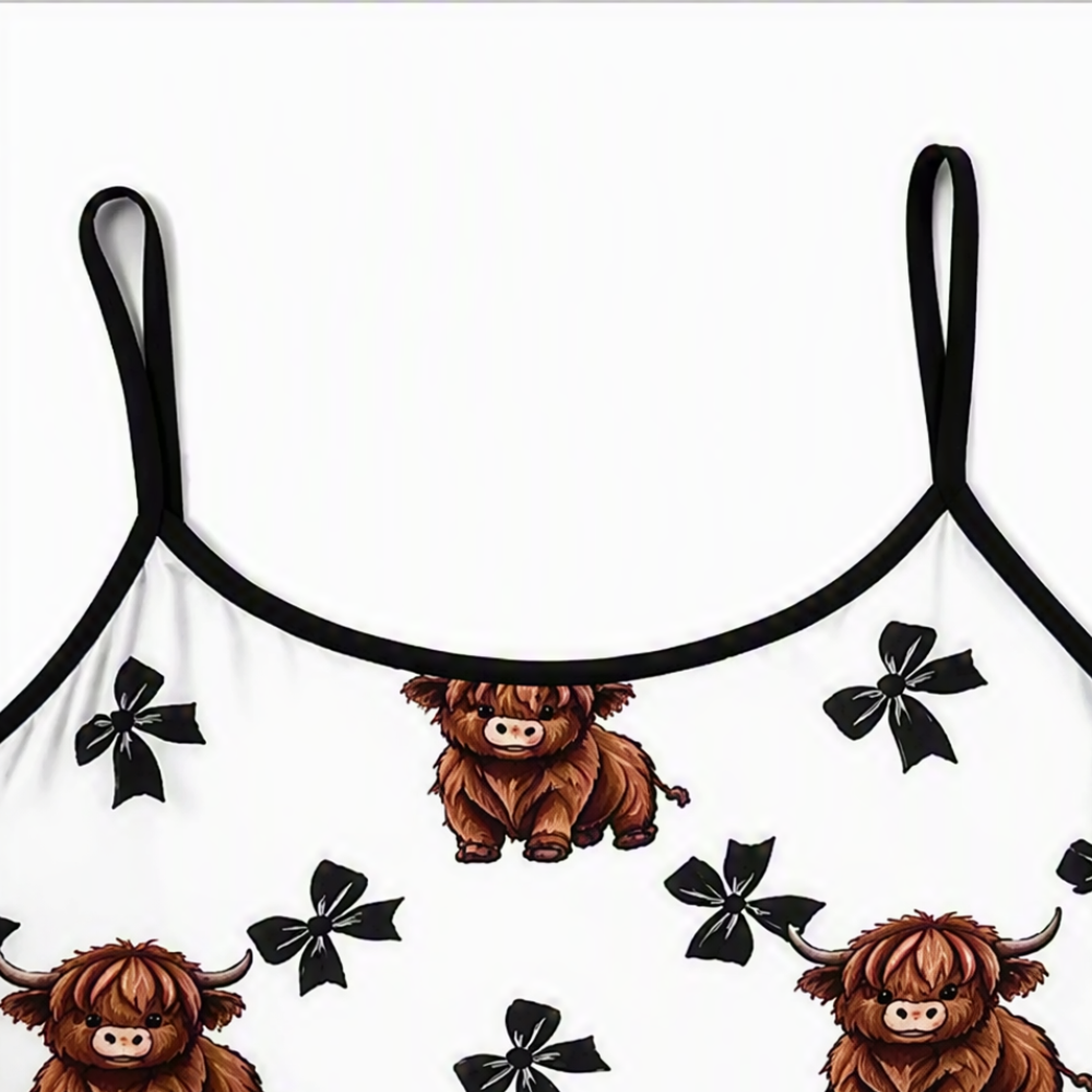Duskwear – Highland Cow Print Ruffle Cami and Shorts Set