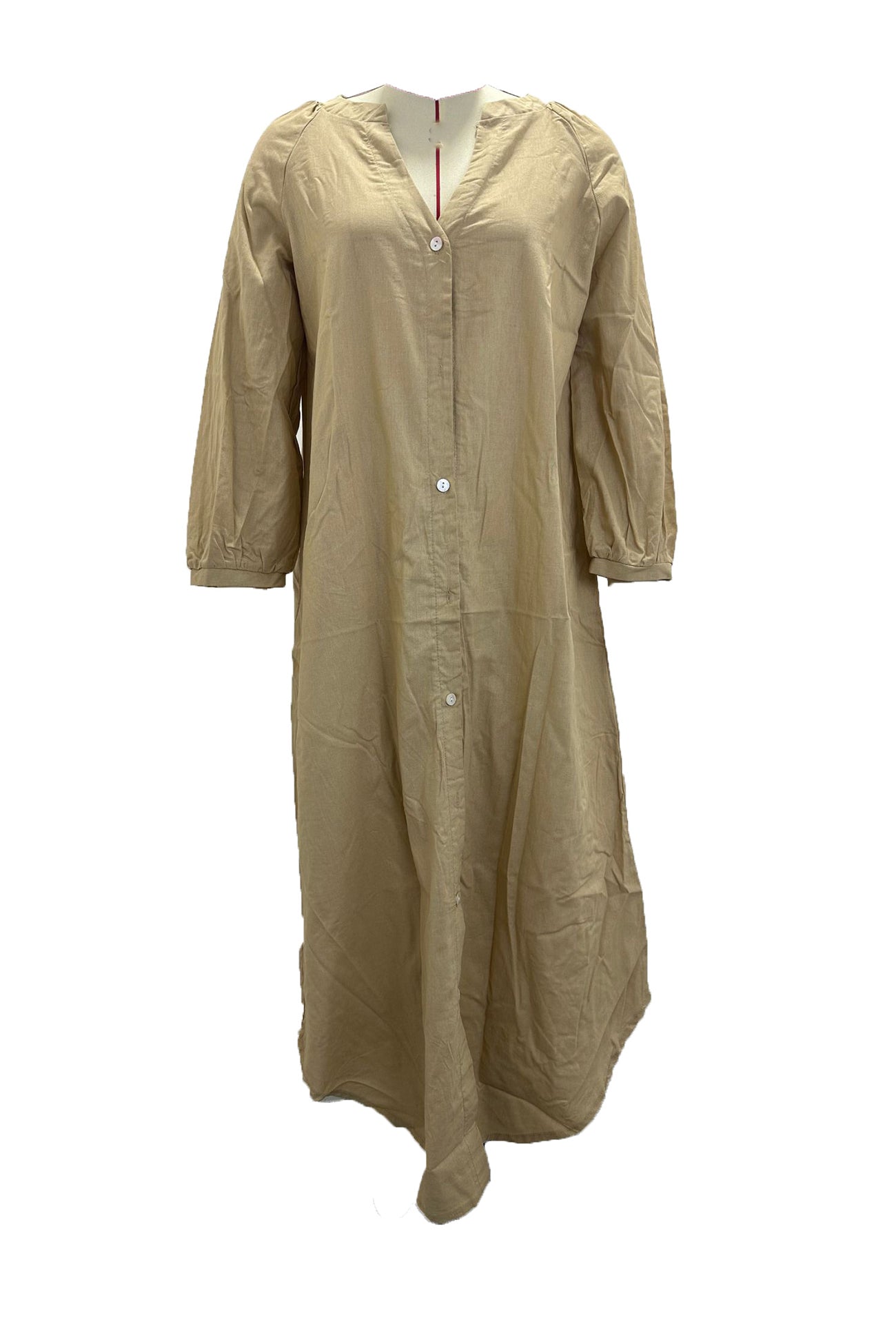 Dress Woman Veanna – Elegant Long Sleeve Dress with V Neck & Buttoning