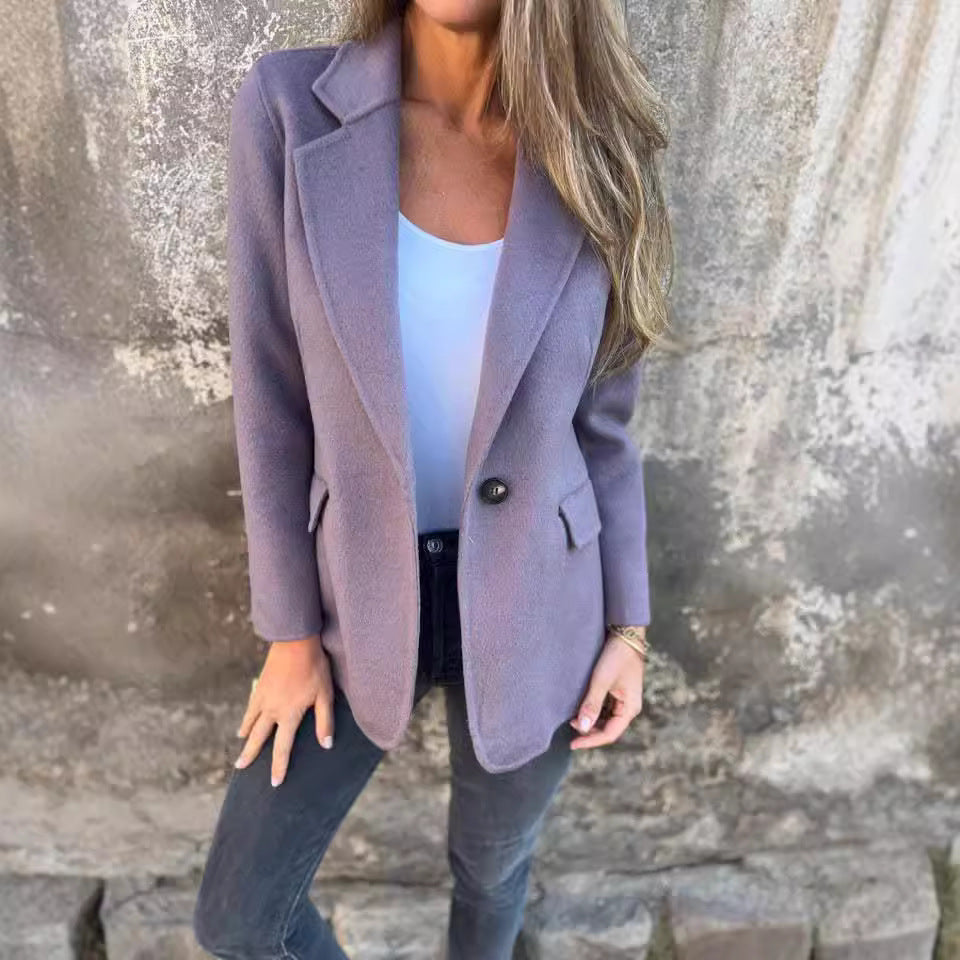 Valentina Women's Coat – Long Warm Elegant Modern Cut Mixed Wool Coat