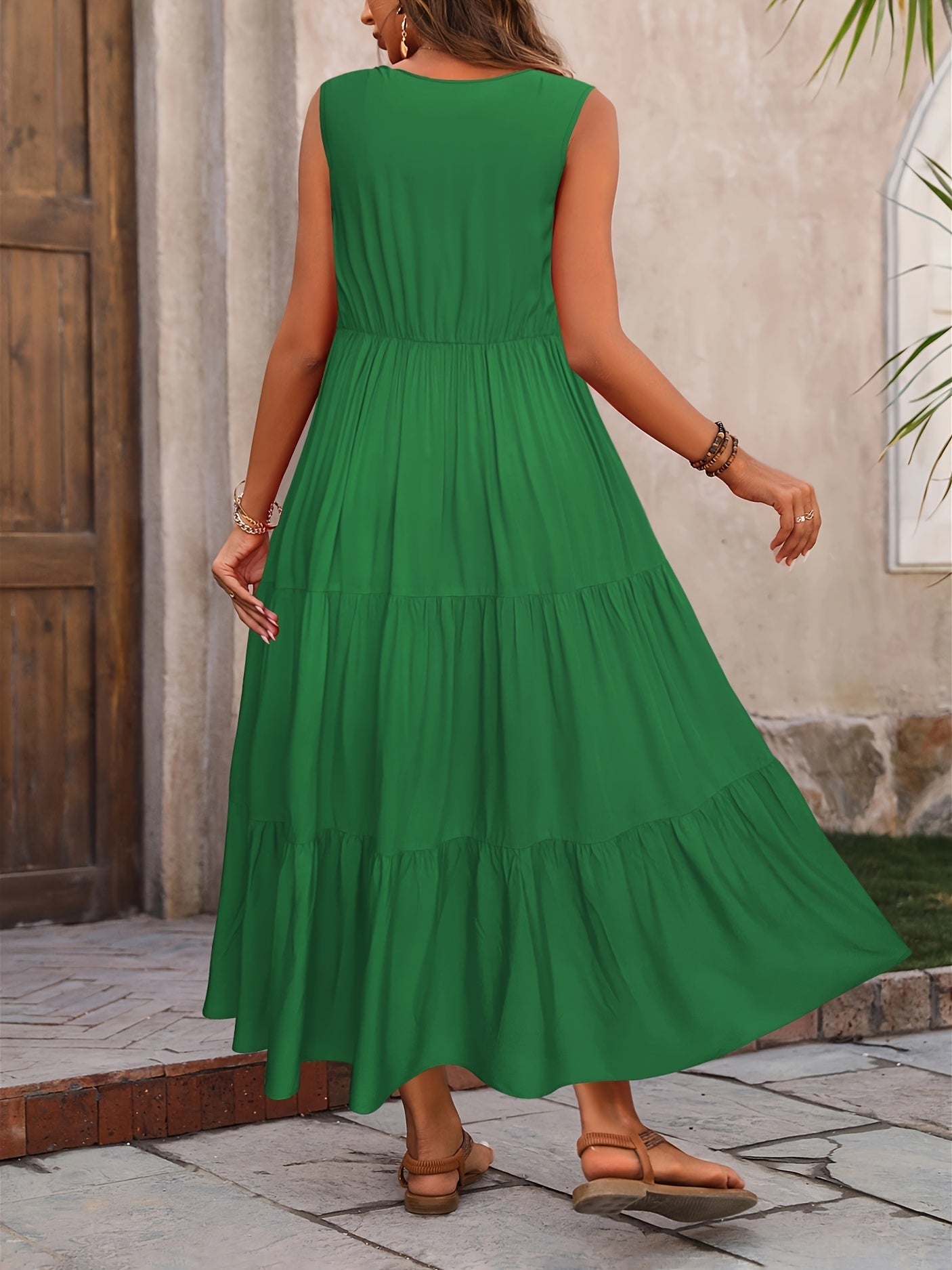 Vellaria Dress – Chic Women's Sleeveless Long Summer Dress with Ruffles and Flowing Fabric
