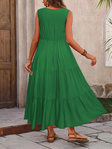 Vellaria Dress – Chic Women's Sleeveless Long Summer Dress with Ruffles and Flowing Fabric