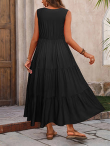 Vellaria Dress – Chic Women's Sleeveless Long Summer Dress with Ruffles and Flowing Fabric