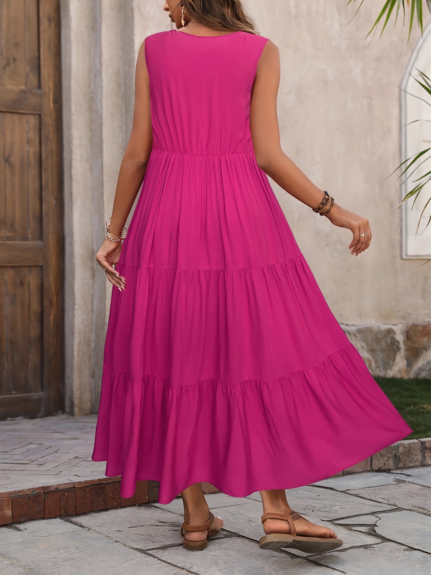 Vellaria Dress – Chic Women's Sleeveless Long Summer Dress with Ruffles and Flowing Fabric