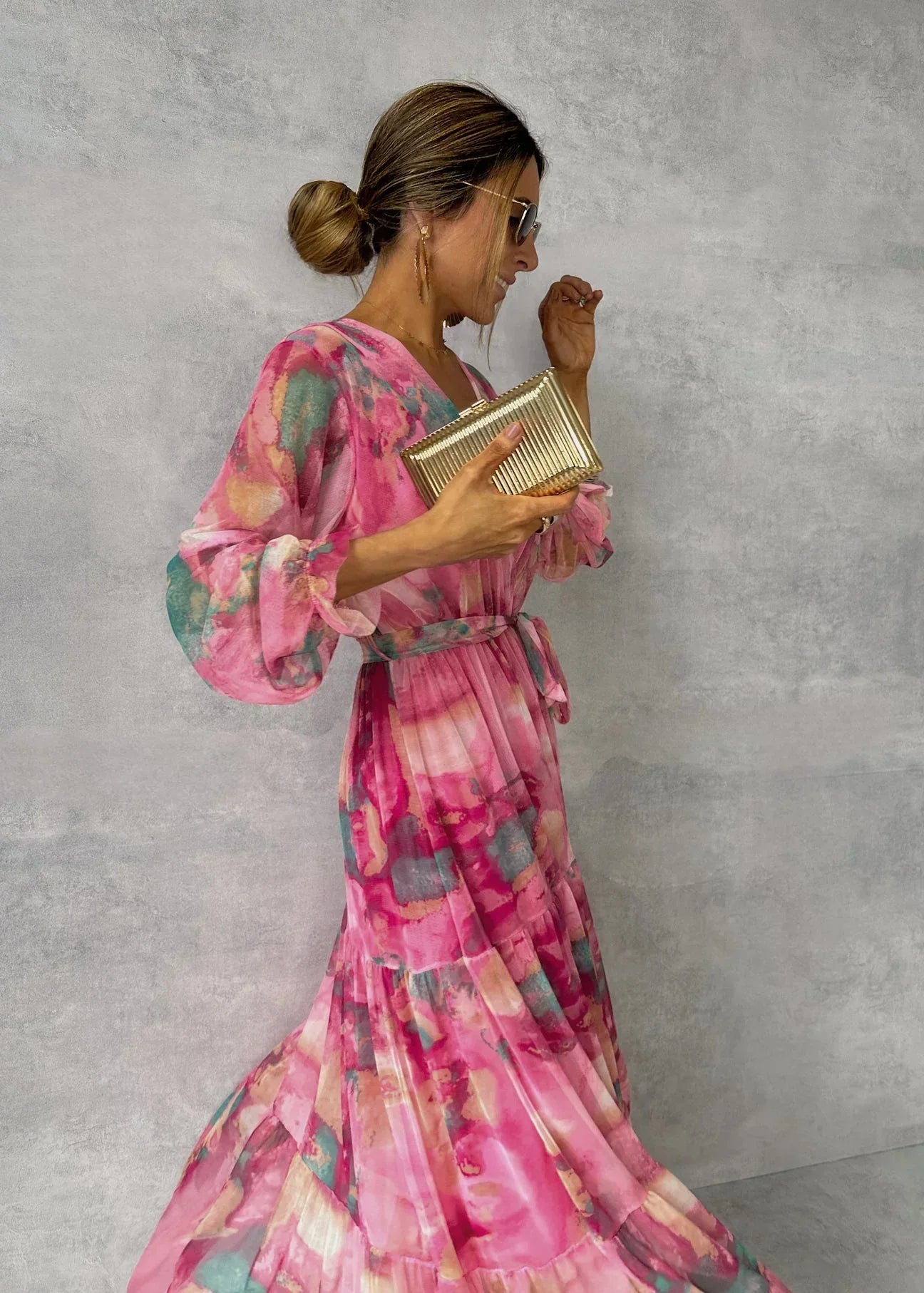 Mary Summer Dress Woman – Long Light Dress with Long Sleeves, Elegant & Modern