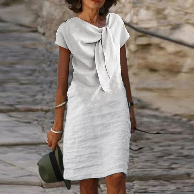 Ava Robe Lin Femme – Decorative Knot, Casual Chic Style & Natural Lightness