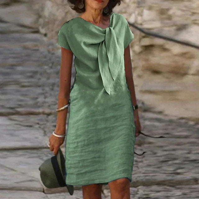 Ava Robe Lin Femme – Decorative Knot, Casual Chic Style & Natural Lightness