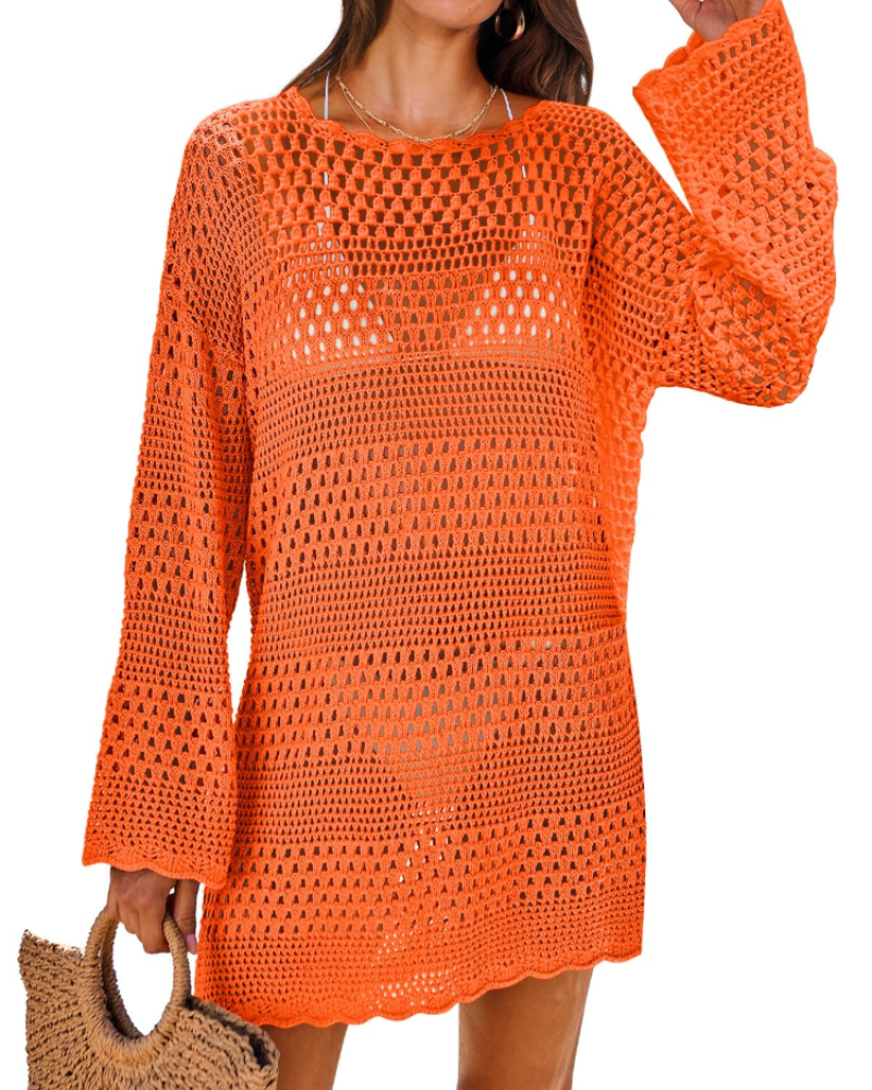 Vianney Women's Beach Dress – Transparent Crochet Dress, Elegant Summer Mesh Cover-Up