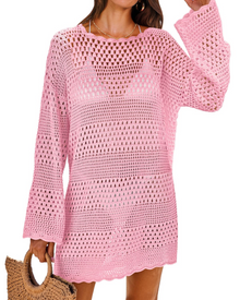 Vianney Women's Beach Dress – Transparent Crochet Dress, Elegant Summer Mesh Cover-Up