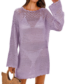 Vianney Women's Beach Dress – Transparent Crochet Dress, Elegant Summer Mesh Cover-Up