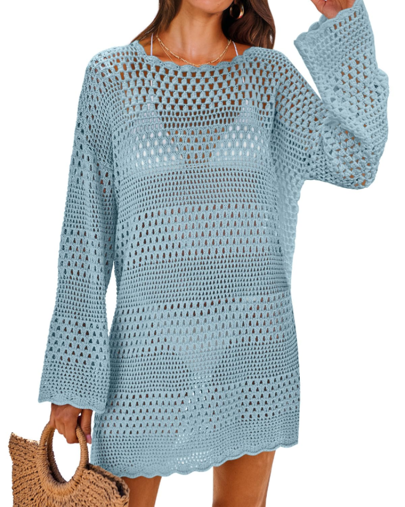 Vianney Women's Beach Dress – Transparent Crochet Dress, Elegant Summer Mesh Cover-Up