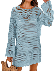 Vianney Women's Beach Dress – Transparent Crochet Dress, Elegant Summer Mesh Cover-Up