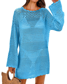 Vianney Women's Beach Dress – Transparent Crochet Dress, Elegant Summer Mesh Cover-Up
