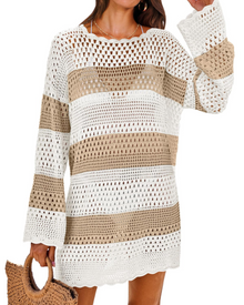 Vianney Women's Beach Dress – Transparent Crochet Dress, Elegant Summer Mesh Cover-Up