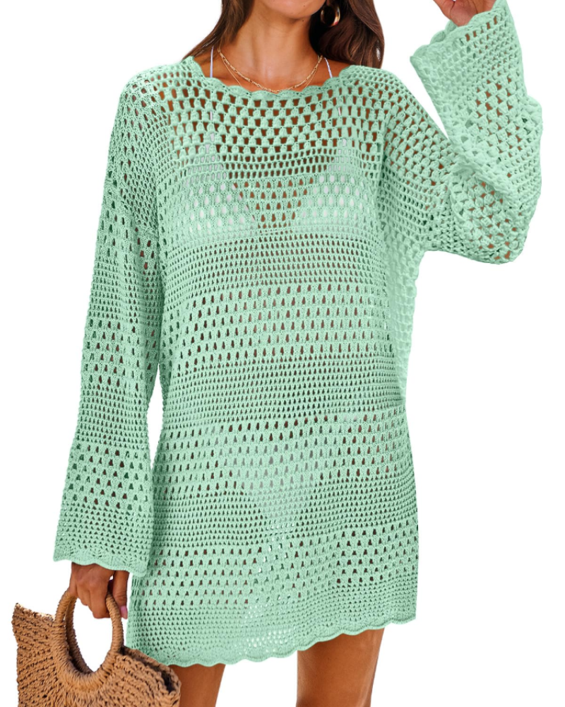 Vianney Women's Beach Dress – Transparent Crochet Dress, Elegant Summer Mesh Cover-Up