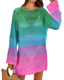 Vianney Women's Beach Dress – Transparent Crochet Dress, Elegant Summer Mesh Cover-Up