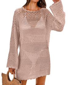 Vianney Women's Beach Dress – Transparent Crochet Dress, Elegant Summer Mesh Cover-Up