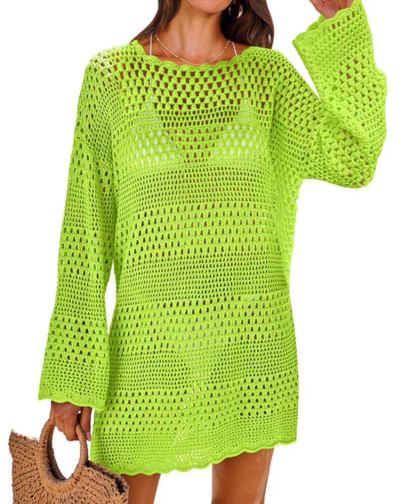 Vianney Women's Beach Dress – Transparent Crochet Dress, Elegant Summer Mesh Cover-Up