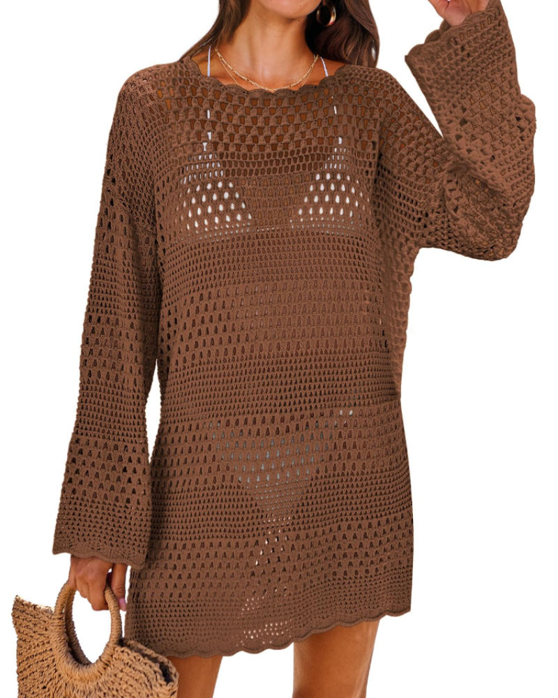 Vianney Women's Beach Dress – Transparent Crochet Dress, Elegant Summer Mesh Cover-Up