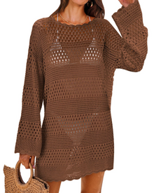 Vianney Women's Beach Dress – Transparent Crochet Dress, Elegant Summer Mesh Cover-Up