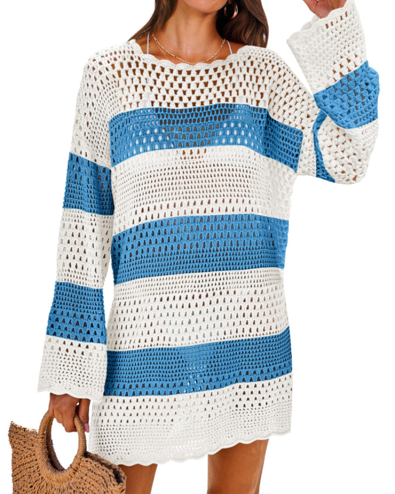 Vianney Women's Beach Dress – Transparent Crochet Dress, Elegant Summer Mesh Cover-Up