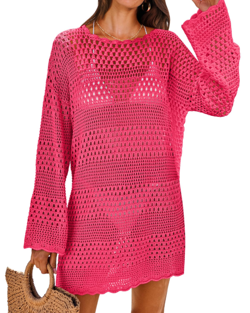 Vianney Women's Beach Dress – Transparent Crochet Dress, Elegant Summer Mesh Cover-Up