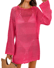Vianney Women's Beach Dress – Transparent Crochet Dress, Elegant Summer Mesh Cover-Up