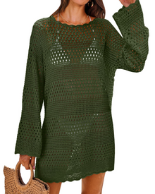 Vianney Women's Beach Dress – Transparent Crochet Dress, Elegant Summer Mesh Cover-Up