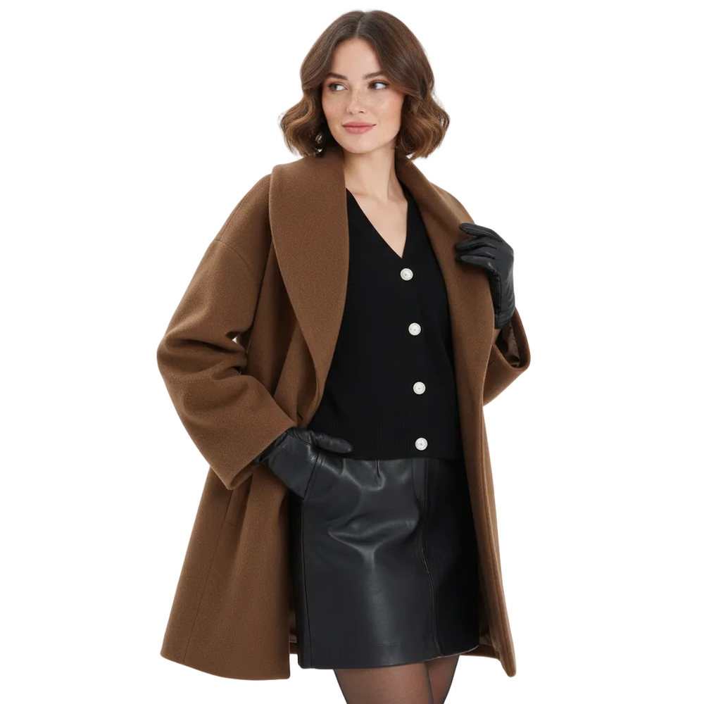 Vicky Oversized Coat for Women – Long Elegant Jacket with Wide Lapels & Flowing Cut